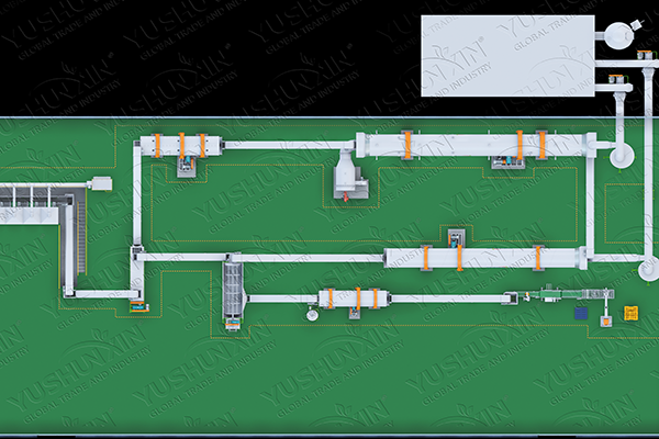 Plano de línea de producción para la fabricación de fertilizantes a partir de estiércol de vaca.